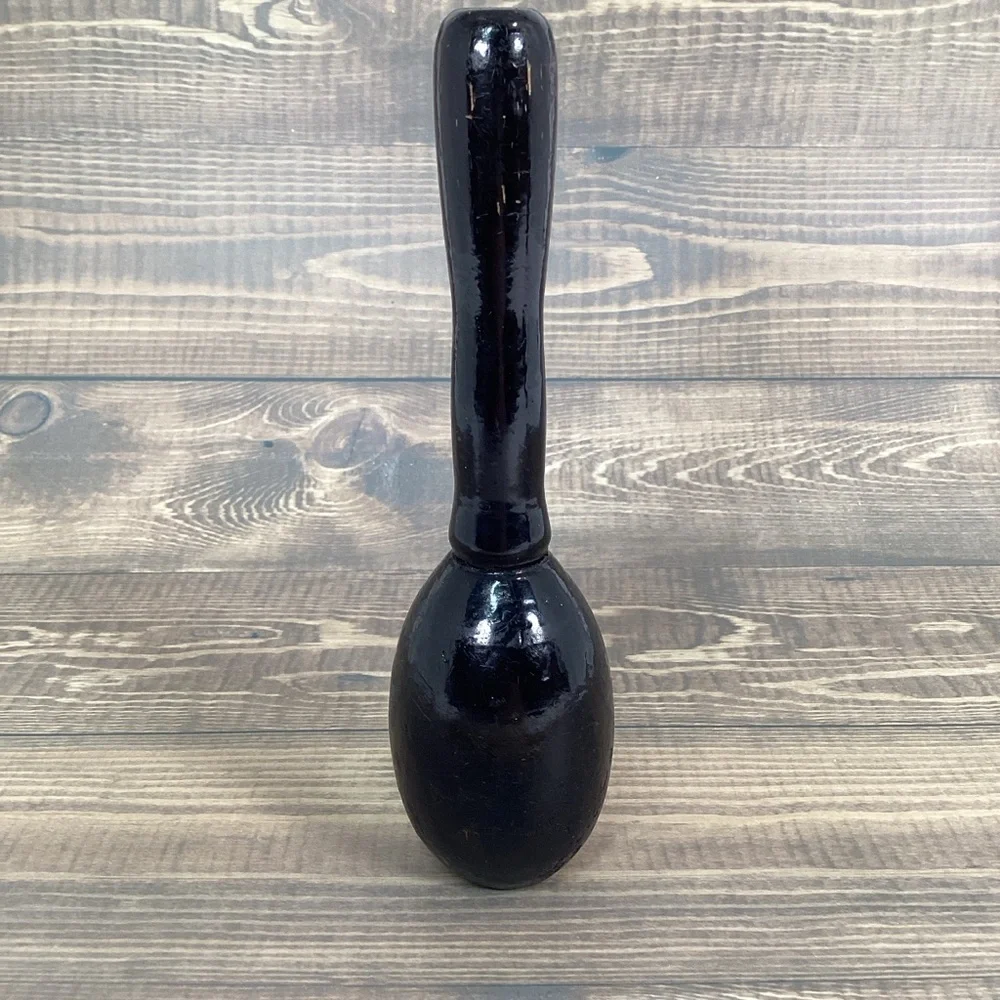 Pair Vintage Black Wood Egg Shaped Sock Darner, Wooden Sewing Tool